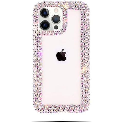 Bonitec Compatible with iPhone 16 Pro Max Case for Women Girls 3D Glitter Sparkle Bling Case Luxury Shiny Cute Crystal Charms Rhinestone Diamond Bumper Clear Protective Cases Cover Clear Cover
