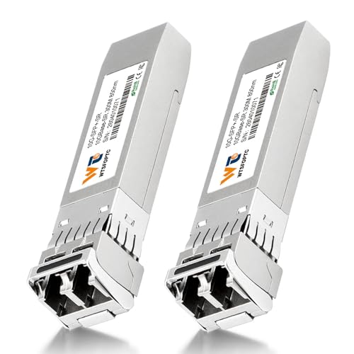Image of 10GBase-SR SFP+ LC Transceiver 2 Pack, 10G SFP+ Module 850nm MMF Multimode | 10Gb SFP+ Optical Module up to 300 Meters, Compatible with Cisco SFP-10G-SR, Mikrotik, TP-Link, and more