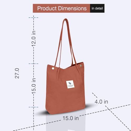 Image of Lyrovo Women Corduroy Shoulder Tote Bag for Work Beach Travel and Shopping Grocery
