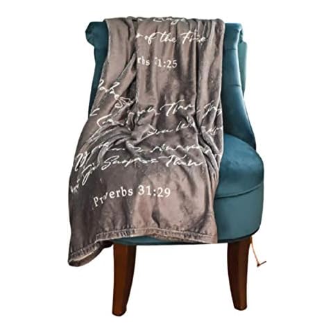 Double Creek Proverbs 31 Woman Lightweight Scripture Throw Blanket Inspirational Verses, Comfort Blanket 50"x 60" Gift for Women Cover