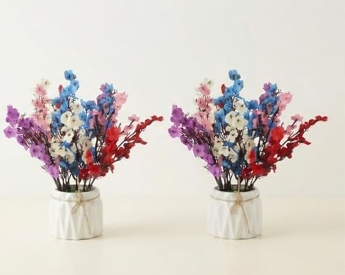 Image of Dekorly Artificial Lavender Plant in White Pot, 18cm - Realistic Faux Flower Arrangement for Home & Office Decor (Set of 1) (2, Baby Breath)