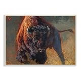 Stupell Industries Running Bull Portrait Masculine Cattle Pose