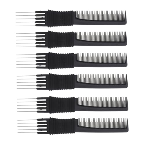 SKISUNO 6 piezas Peine Profesional de Inoxidable Multiusos para Peinados Moldeado y Peluquería Accesorio Portátil para Cabello Grueso y Fino
