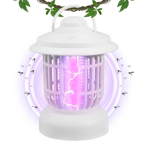 Ahuuen 電動ハエ取り器 | 室内用飛行虫撃退器 ポータブルランプトラップ 静音卓上タイプ 庭 屋外 居間 玄関用 | ポータブル 静音 ハエ取り器 ランタン 屋外 屋内 テーブル 庭 パティオ 用