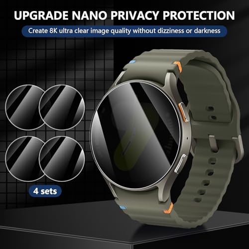 Suoman 4-Pack for Samsung Galaxy Watch 6/7 44mm Privacy Screen Protector, [Anti-peeping] 9H Hardness Ultra-thin Tempered Glass Screen Protective Film by Suoman - Used condition - Image 3