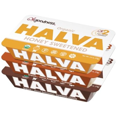 OhGoodness! Organic Honey Halva - 3 Pack - Paleo & SCD Approved - No Additives, Refined-Sugar, or Artificial Sweeteners - 75g Each (Assorted Flavors) Cover