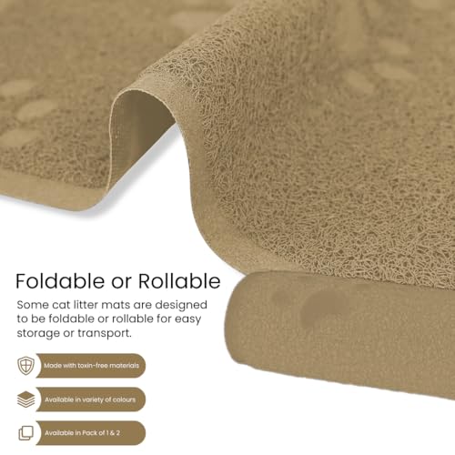 Andalus Small Cat Litter Mat, Pack of 1 - Waterproof, Non-Slip & Easy to Clean Cat Litter Box Mat for Extra Efficient Pet Litter-Trapping, Beige (15.75” X 11.75”) - Thumbnail 6
