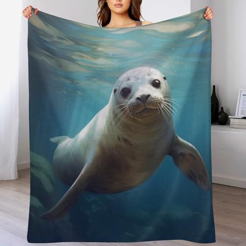 Couverture phoque en polaire douce pour lit et canapé douillet 150x200