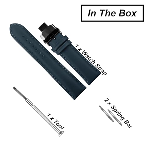 Image of DBLACK ''NAGATA3'' Leather Watch Strap with Butterfly Lock, Minimalist Design Watch Belt / / For 18mm, 20mm, 22mm, or 24mm Watch Band (Choose Your Size & Color)