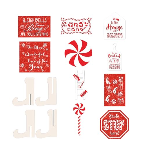 Decorazione natalizia a più livelli, decorazioni da tavola per caramelle, di legno, per casa, cucina, bancone, mensola del caminetto, mensola per Capodanno, feste