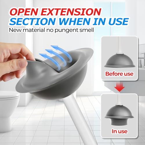 FORASTO Toilet Plunger with Holder,Plungers for Bathroom with Holder,Heavy Duty Plunger with Cover,Bathroom Decor,Bathroom Accessories,Toilet Bowl Cleaners,Pearl White