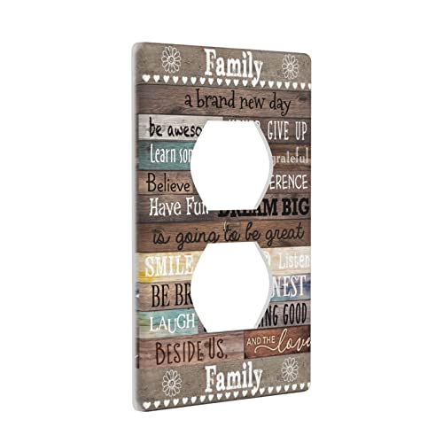Rustic Inspirational Quotes Duplex Outlet Cover Wall Plate Country Farmhouse Decorative Electrical Switch Plate Receptacle Faceplate For Kitchen Bathroom Bedroom Home Decor Accessories 4.5" X 2.76" #TOP1