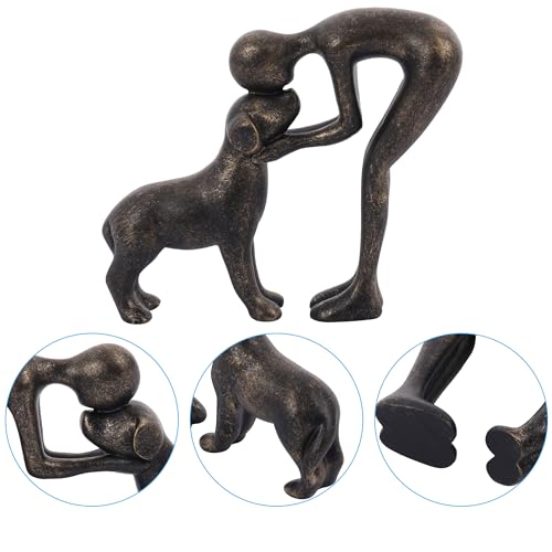 Figura Decorativa Hombre y Perro de Resina miniatura 5