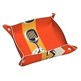 Organiza y almacena tus llaves, relojes, joyas, tapones para los oídos, teléfonos móviles, cosméticos, brochas de maquillaje, bolígrafos, gafas, botones, cuentas y más con la pala Jkdgoj en la bandeja de almacenamiento de cuero mediana