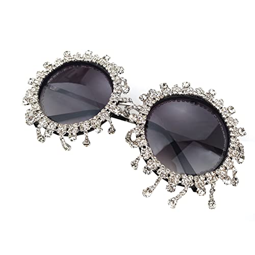 willochra round Rhinestone Sunglasses Women Fashion Diamond bling party Sun Glasses Crystal Shades4