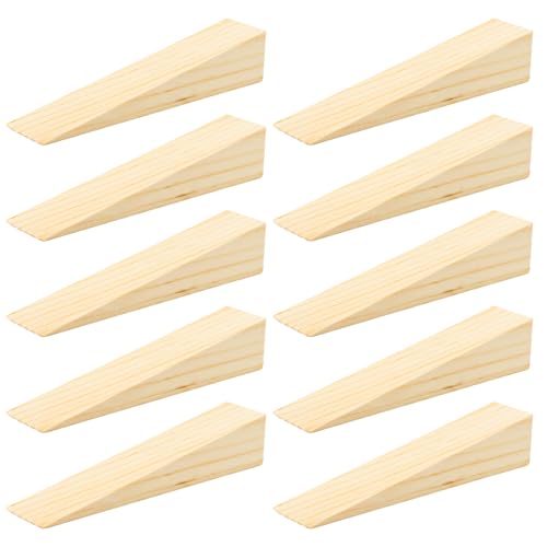 Keboyoe 10Piezas Cuñas Madera Pequeñas Cuñas de Madera de Puerta Tope de Puerta con Cuña de madera cuñas de Puerta Antideslizantes Tope de Puerta demadera para Suelos Resbaladizos,Baldosas(15x3x3 cm)