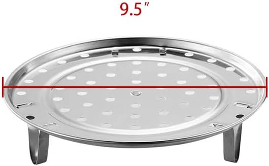 Miniatura 2 de Estante de vapor de acero inoxidable de 9.5 pulgadas de diámetro con patas extraíbles, cesta de vapor para verduras para hornear al vapor