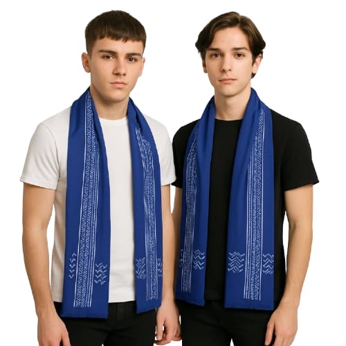 VANDNA INTERNATIONALTRADERS Men’s Premium Blue Cotton Scarf with Traditional Woven Pattern – Soft Lightweight Neck Wrap | Elegant Unisex Fashion Accessory for Casual & Formal Wear.(Pack of 2)-picture-11