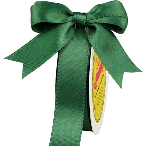 LEEQE Double Face Forest Green Satin Ribbon 7/8 inch X 25 Yards Polyester Forest Green Ribbon for Gift Wrapping Very Suitable for Weddings Party Invitation Decorations and More