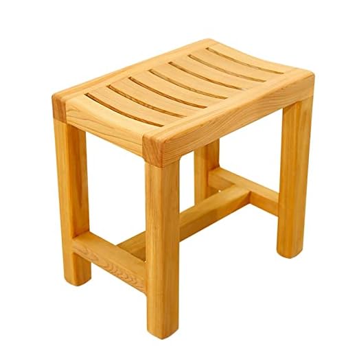 FBBSZSD Fyrkantig duschpall trä badstol bänk för badrum halkfri badkar stol böjd design träfärg badpallar för senior, handikapp spa bastu bänk