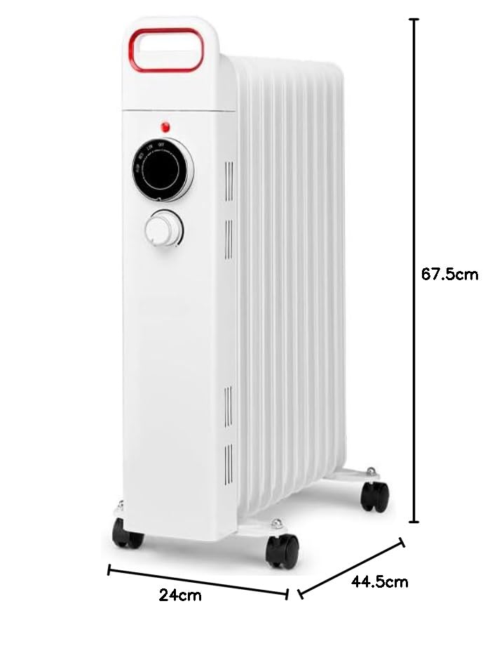 Radiador de aceite 11 elementos 2500W RU2500, Termostato regulable, blanco