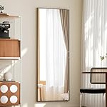 BEAUTYPEAK Full Length Mirror with Stand, 56"x21" Floor Mirror with Aluminum Alloy Thin Frame, ShatterVue Tempered Full Body Mirrors, Free Standing or Wall-Mounted Mirrors for Living Room, Black - Image 3