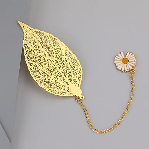 Zizzon Metal Bookmark With Chain Golden Hollow Bookmark Unique Gift For Book Lover Teacher Women And Men 4 Pack #TOP3