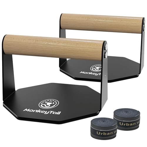 MonkeyTail Liegestützgriffe – Home Gym Ausrüstung für Push-Ups & Armmuskeltraining – Schaumgriff (Schwarz) aus Eisen + Holz