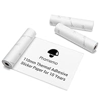 Phomemo 110 mm Weißes Selbstklebendes Thermo-Aufkleberpapier, Kompatibel mit Phomemo M04S/M04AS Wireless Handy Drucker, 110 mm x 3,5 m (4,33 x 137.8), für Zeitschriften, Bildung, Aufkleber, 3 Rollen