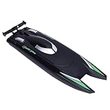 Leftwei Bateau Télécommandé, Bateau Rapide Rc avec Fonction Rechargeable, Technologie de Fréquence Stable 2,4 G, Conception Unique de la Coque, Idéal pour Les Piscines, Les Lacs (Black)