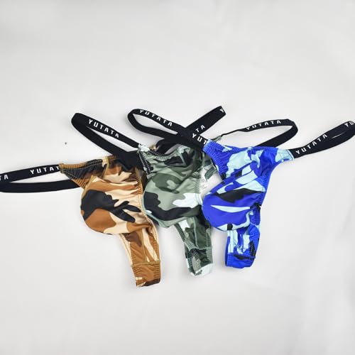 Men's Sexy Low Rise G-string Thong Camouflage Stretch Pouch T-back Thong Underwear Briefs4