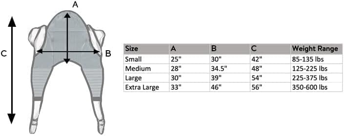 Patient Aid Padded U-Sling with Head Support, Universal Patient Lift Sling, Size Large, 225-375 lbs Capacity