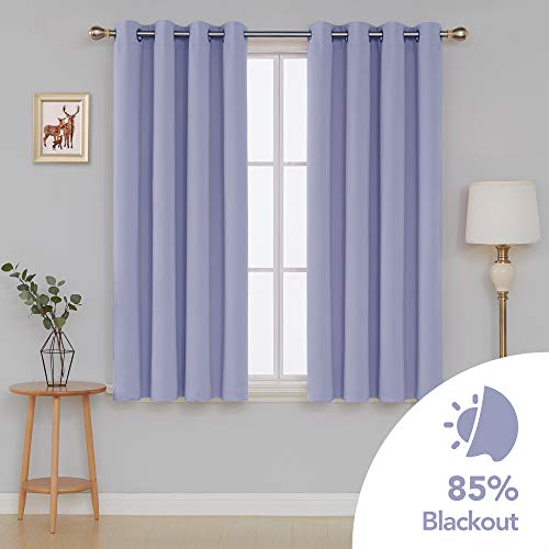 Image of Deconovo Blackout Curtain Darkening Panel for Bedroom or Living Room Grommet Thermal Insulated Reduce Drape, 52 x 63 Inch, Light Purple