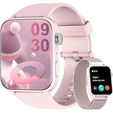 Relógio Inteligente Feminino Rosa, Smartwatch 1.85" Resistente à Água IP68 com Modos Esportivos e Recebimento de Notificações para iOS e Android