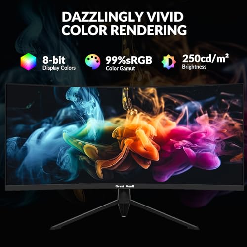 34 Inch Gaming Monitor Curved 165Hz UWQHD 3440x1440, Ultrawide Monitor, 1500R, 1Ms, 99% sRGB, HDMI 2.0, DP 1.4, FreeSync, HDR, Anti-Blue Light Eye Protection, VESA, Can Be Tilted - Image 5