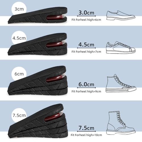 Image of XINIFOOT Height Increase Insole 4-Layer Air Cushion Heel Insert Lift Shoes Insole for Men and Women Invisible Elevator Adjustable Insoles (Half Pad, 2.95 Inch)