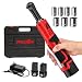 FULLYEA Electric Ratchet Wrench Set, 550 RPM Cordless Ratchet Wrench, 3/8" 18V Power Ratchet Tools with Variable Speed, LED Light, 7 Sockets, 2 Packs 2.0Ah Battery and Fast Charger