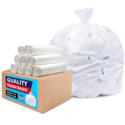 Tasker 64-65 Gallon Clear Trash Bags, Clear Recycling Bag (Huge 120 Count) 60 Gallon Clear Extra Large Recycling Garbage Bags #TOP14