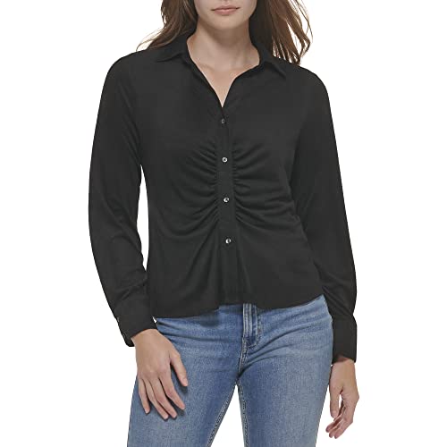 Image of Calvin Klein Women's Collar Soft Sinched Micro Suede