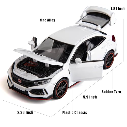 Image of VARIYA ENTERPRISE Metal Pull Back Diecast Car 1:32 Honda Civic Pull Back Car Model With Sound Light Boys Gifts Toys For Kids?Pack Of 1?,Multicolor
