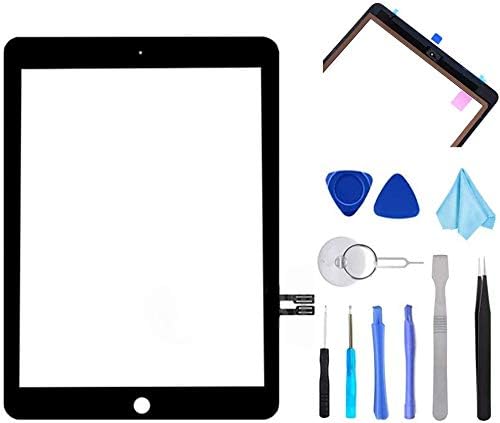 Tefir Black Digitizer Repair Kit for iPad 9.7" 2018 iPad 6 6th Gen A1893 A1954 Touch Screen Digitizer Replacement (Without Home Button) +Pre-Installed Adhesive + Tools
