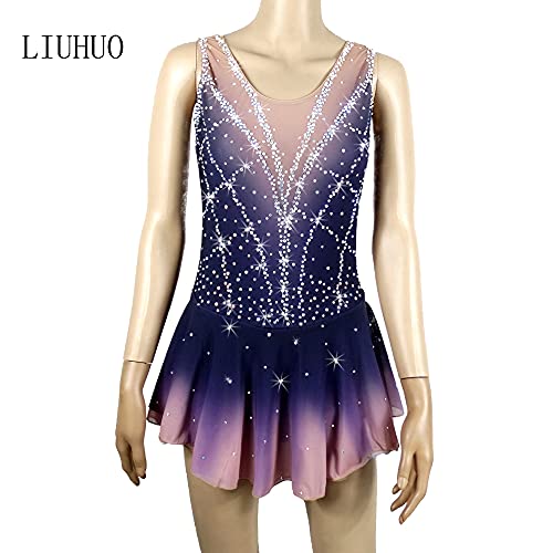 Ice Skating Dress Kids Girls Purple Ballet Dance Rhinestones Women Figure Skating #TOP1