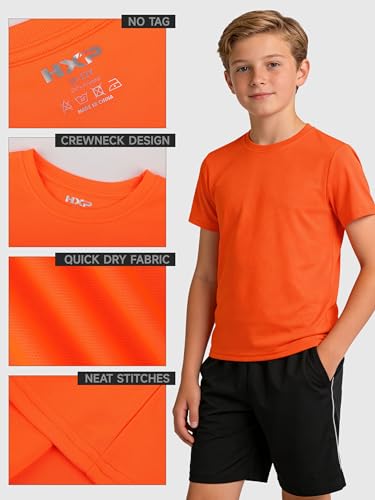 Image of HXP 6 Pack Boys Mesh Athletic Shirts Youth Kids Dry-Fit T-Shirts | Available in Sizes 5-18 Shirts for Boys, Mesh Athletic Kids Clothes, Basketball, Soccer, Football, Golf, School, Summer