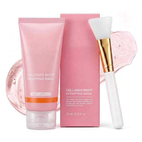 Collagen Night Wrapping Mask Hydrating Moisturizing Facial Mask Deep Nourishing Skincare for Dry Dull Skin Overnight Beauty Care for All Skin Types