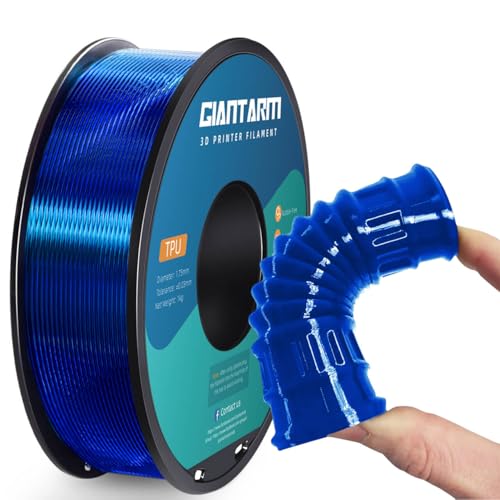 GIANTARM TPU Filament 1.75mm Flexible Soft 3D Printer Consumables Blue,95A 1kg Spool (2.2 lbs.), Dimensional Accuracy +/- 0.05 mm