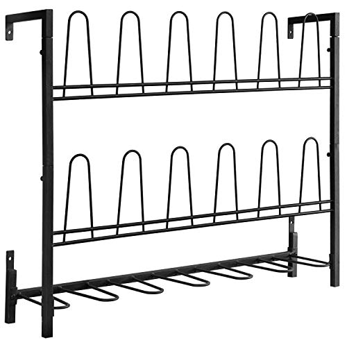 MyGift Premium Black Metal Hanging Wall Shoe Rack for Walk in Closet, Mudroom and Entryway, Wall Mounted Space Saving Boot and Shoe Rack Organizer, Holds 9 Pairs by MyGift - Image 6