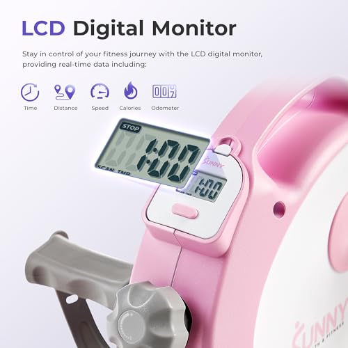 Sunny Health & Fitness (Pink) Under Desk Smart Mini Pedal Exerciser, Dual Function Exercise Cycle Bike with Low Profile Design - P2330 - image 4