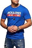 [page_title]-JACK & JONES Herren T-Shirt Kurzarmshirt Top Print Shirt Casual Basic O-Neck (Small, Surf The Web)