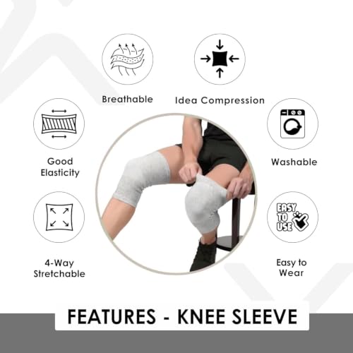 Image of Bamboo Knee Cap - Bamboo Fibre Compression Knee Sleeve Breathable Soft Knee Support Elastic Knee Brace for Men & Women, XXL