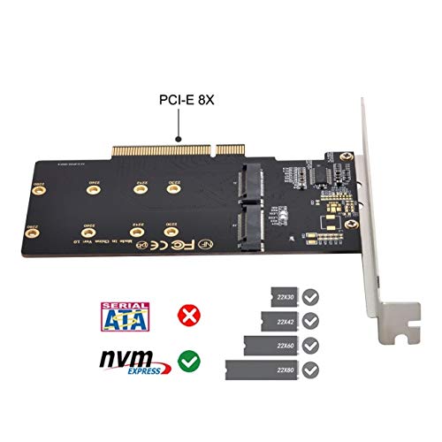 image for Cablecc Dual 2X NVME M.2 AHCI to PCIE Express 3.0 Gen3 X8 X16 Raid Car